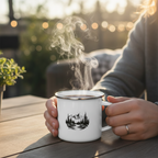 Mountain Trees Enamel Mug | White | 355 ml